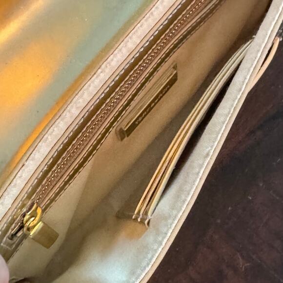 New TORY BURCH Kira Gold Metallic Leather Envelope Clutch Evening Handbag - Picture 11 of 16